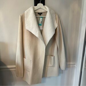 Chic Cream Teddy Jacket with White Collar